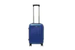 20 inch blue hard shell luggage with fine vertical ribs, front view