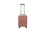 20 inch rose gold hard shell luggage with fine vertical ribs, front view
