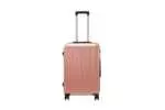 24 inch rose gold hard shell luggage with fine vertical ribs, front view