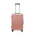 24 inch rose gold hard shell luggage with fine vertical ribs, front view