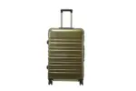 28 inch gold hard shell luggage with wide horizontal grooves, front view