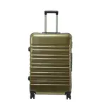 28 inch gold hard shell luggage with wide horizontal grooves, front view