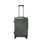 24 inch black hard shell luggage with curved ribs, front view