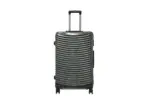 28 inch black hard shell luggage with curved ribs, front view