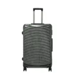 28 inch black hard shell luggage with curved ribs, front view