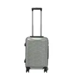 20 inch silver hard shell luggage with curved ribs, front view