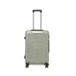 24 inch silver hard shell luggage with curved ribs, front view