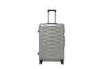 28 inch silver hard shell luggage with curved ribs, front view
