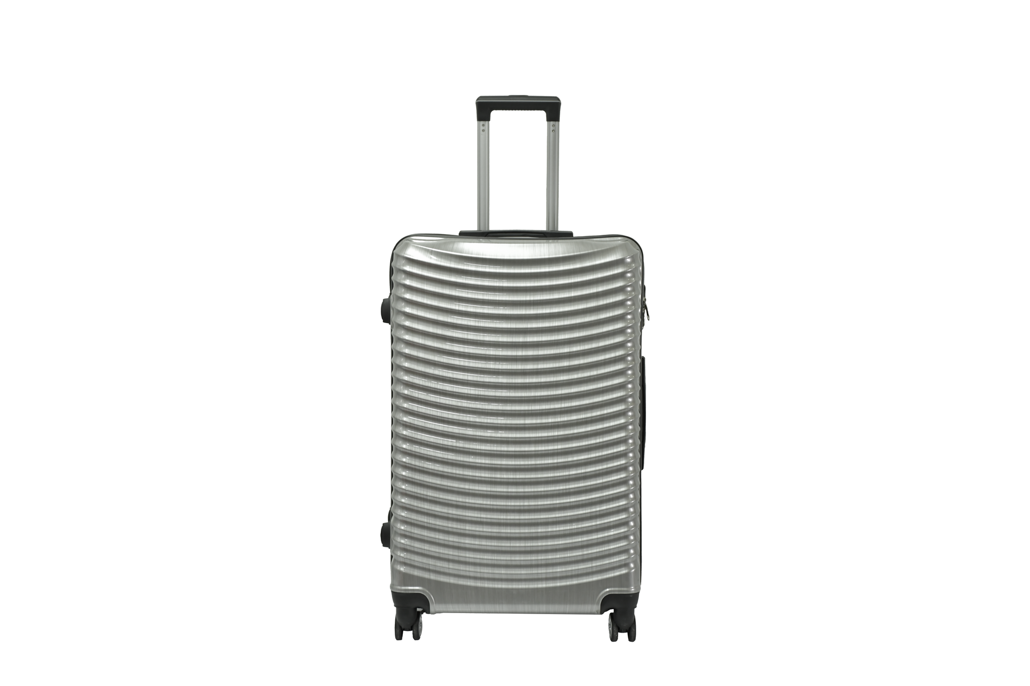 28226 28 inch silver hard shell luggage with curved ribs, front view