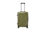 24 inch gold hard shell luggage with curved ribs, front view