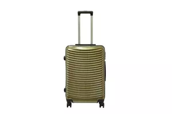 24 inch gold hard shell luggage with curved ribs, front view