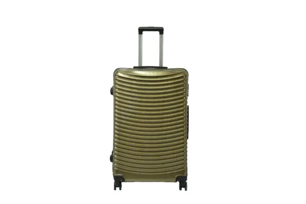 28 inch gold hard shell luggage with curved ribs, front view