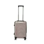20 inch rose gold hard shell luggage with curved ribs, front view