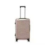24 inch rose gold hard shell luggage with curved ribs, front view