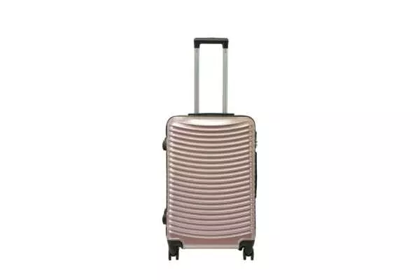24 inch rose gold hard shell luggage with curved ribs, front view