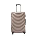 28 inch rose gold hard shell luggage with curved ribs, front view