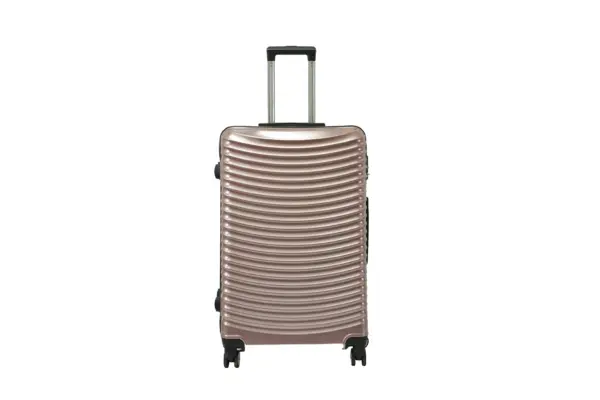 28 inch rose gold hard shell luggage with curved ribs, front view
