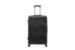 28 inch black hard shell luggage with a geometric zigzag pattern, front view