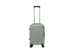 20 inch silver hard shell luggage with a geometric zigzag pattern, front view
