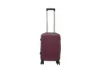 20 inch maroon hard shell luggage with a geometric zigzag pattern, front view