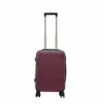 20 inch maroon hard shell luggage with a geometric zigzag pattern, front view