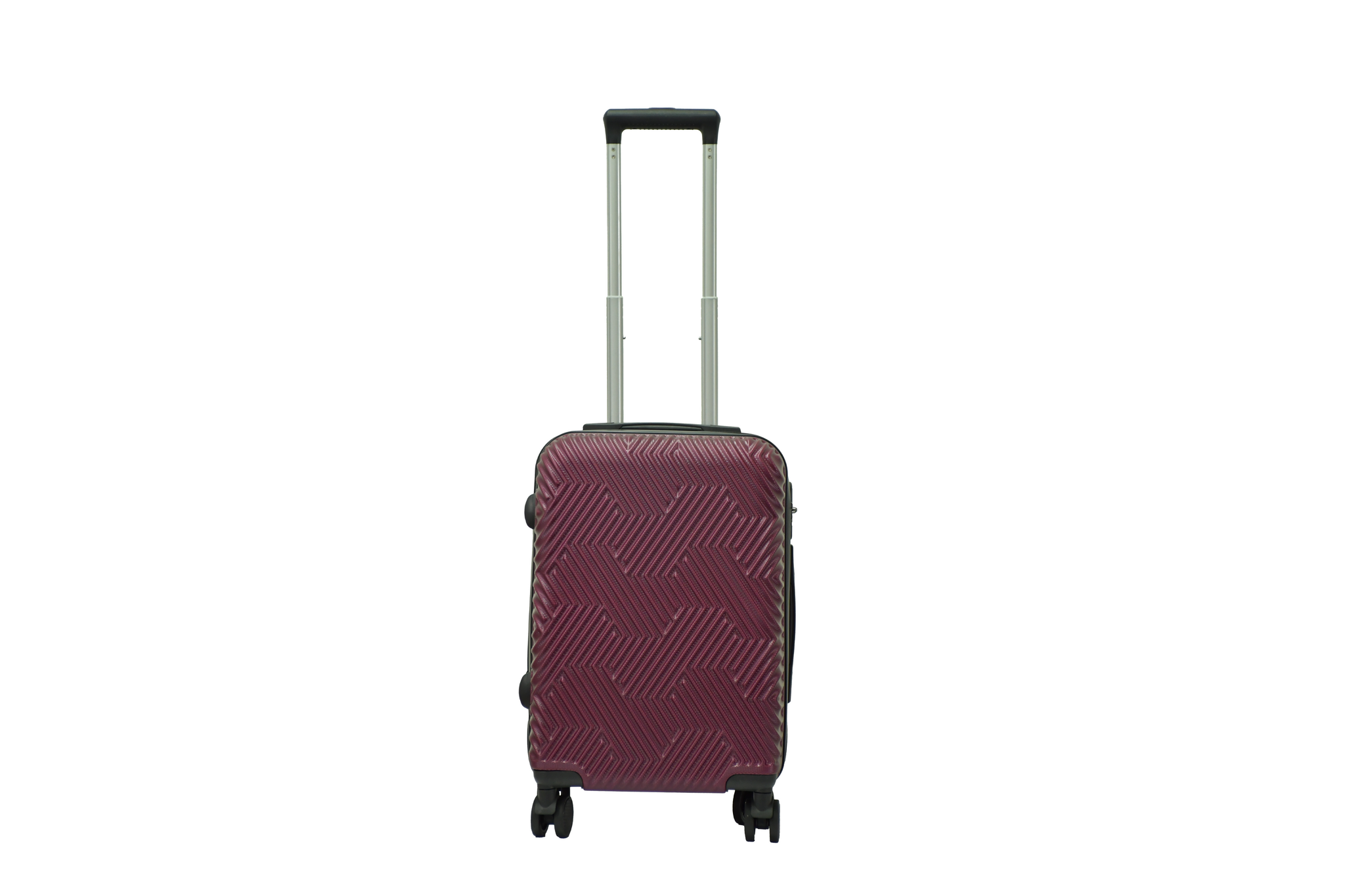 28281 20 inch maroon hard shell luggage with a geometric zigzag pattern, front view