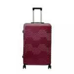28 inch maroon hard shell luggage with a geometric zigzag pattern, front view