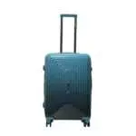 24 inch blue hard shell luggage with a concentric line pattern, front view