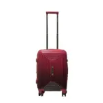 20 inch maroon hard shell luggage with a concentric line pattern, front view
