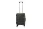 20 inch black hard shell luggage with a raised horizontal panel design, front view