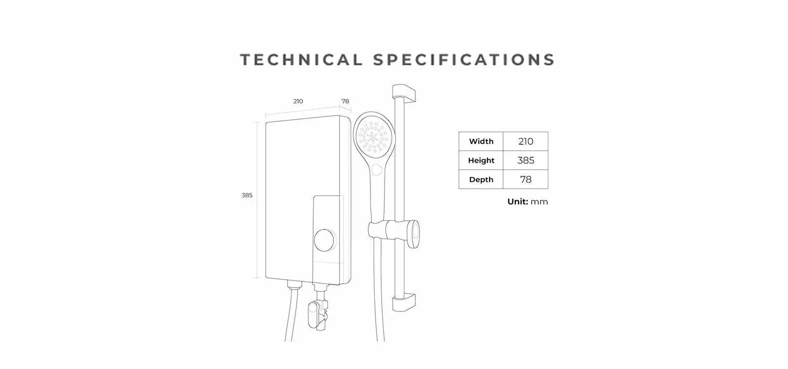KDK TG3AE1 technical drawing and dimensions