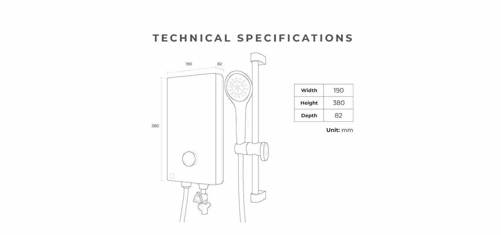 KDK TG3BL1 technical drawing and dimensions